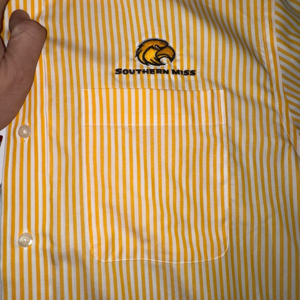 Mens Large Cutter & Buck Button Down Shirt Yellow New Southern Mississippi NWT - Picture 3 of 11